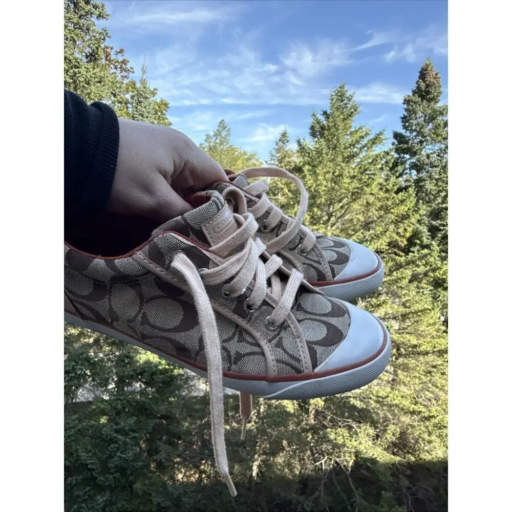 Coach Barrett Women's Sneaker 6M Metallic Pink Canvas Casual Lace-Up Shoes